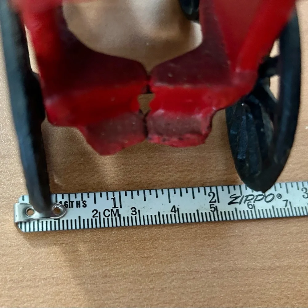 Vintage Cast Iron Toy white Horse with red Ice Wagon Cart